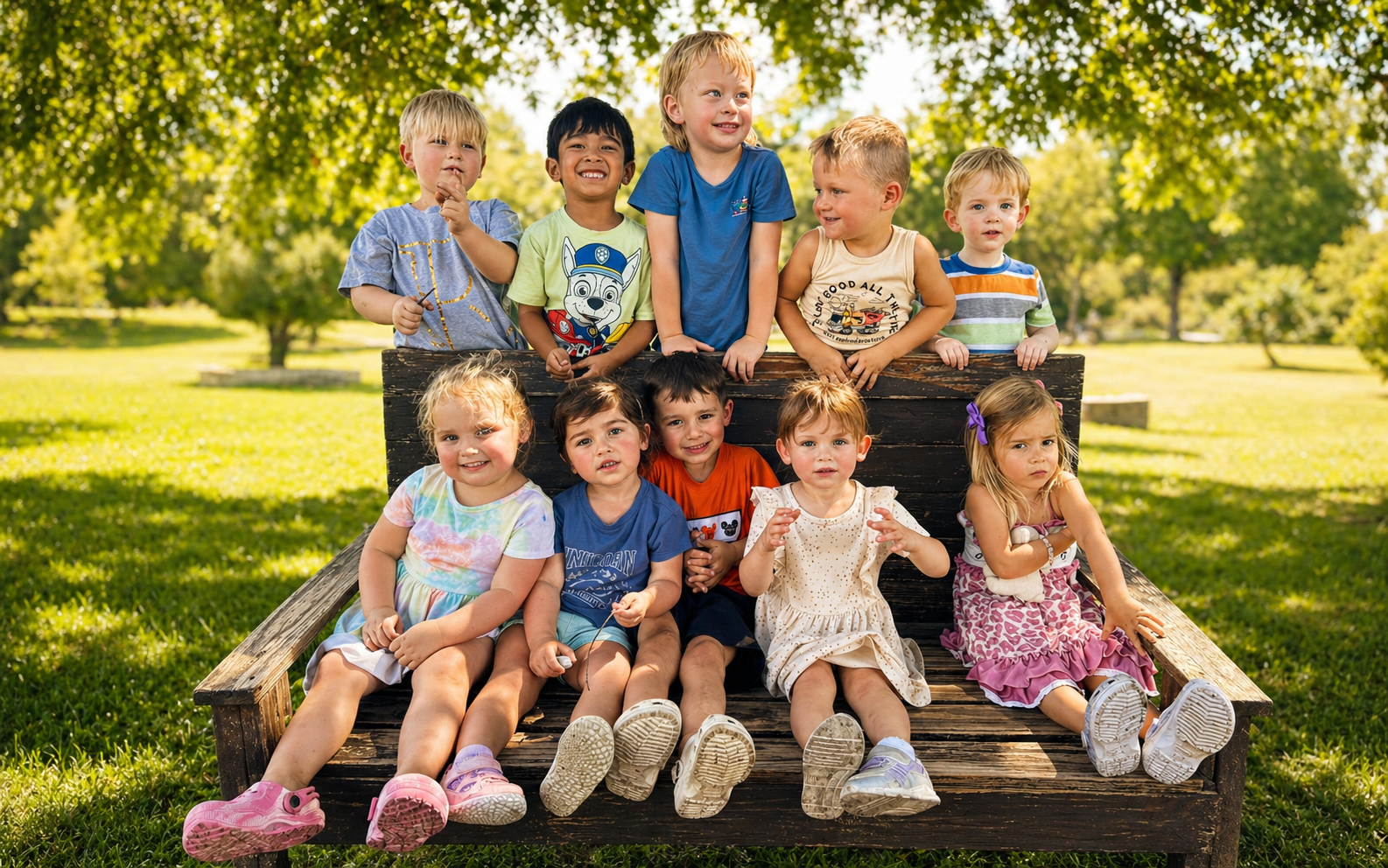 First Friends children smiling together outdoors