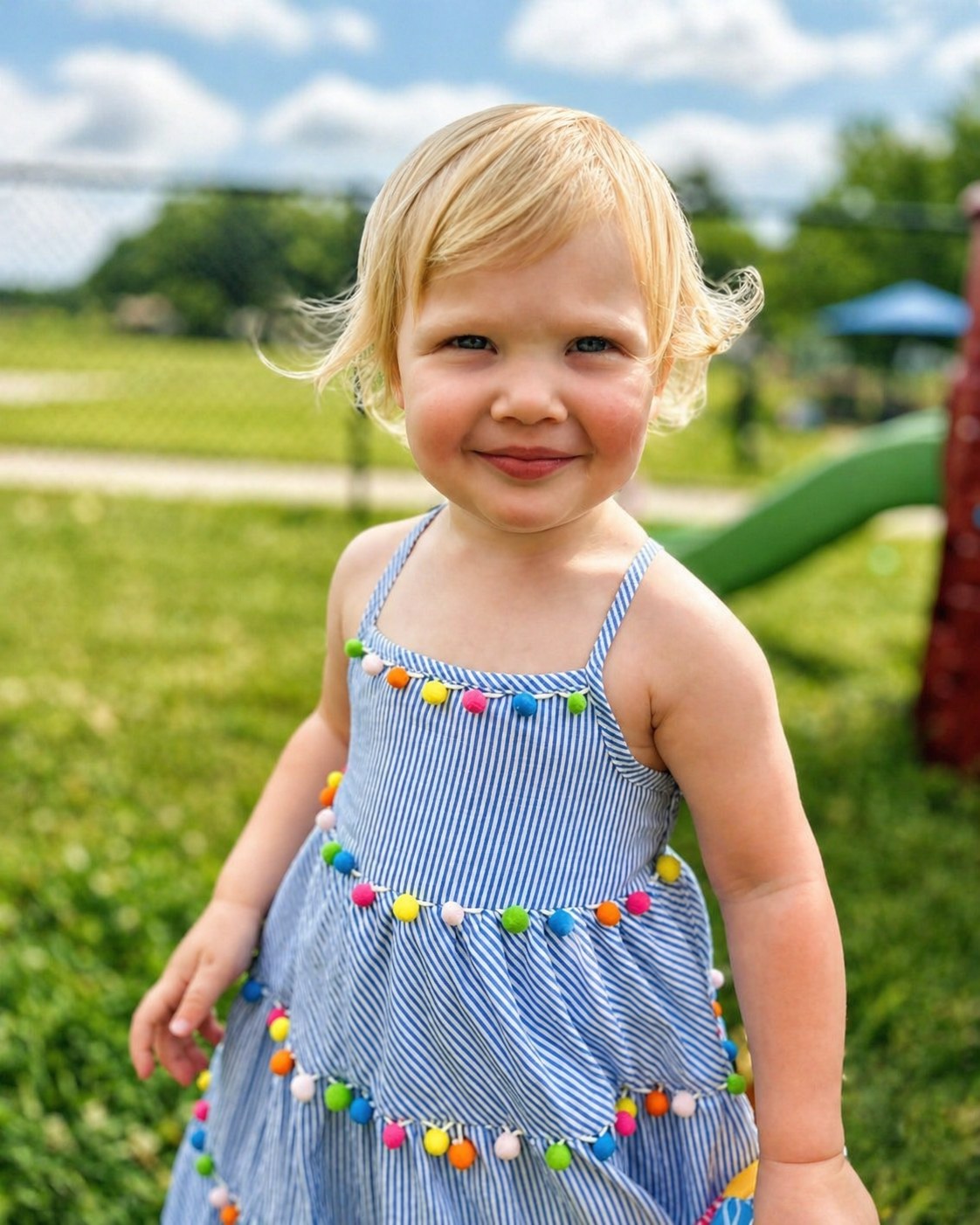 Smiling First Friends child outside on the playground
